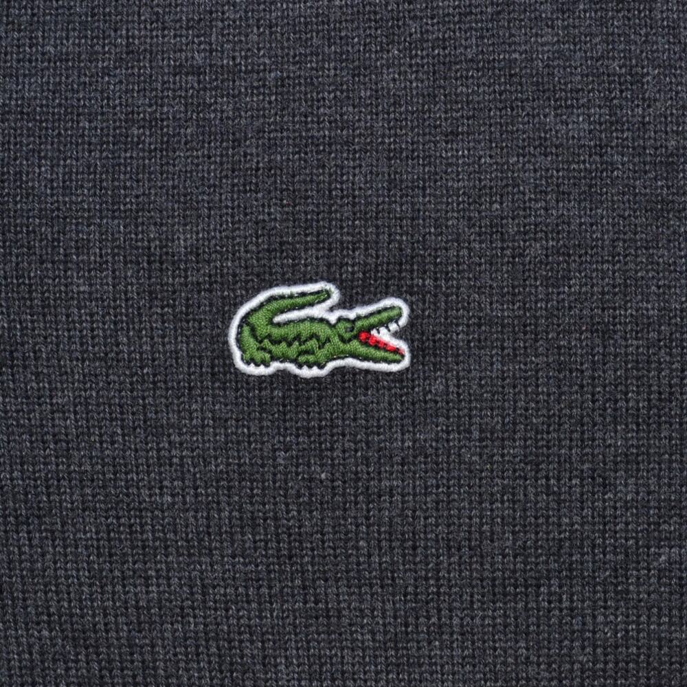 Lacoste V Neck Wool Sweater Gray Size Large - Picture 3 of 5